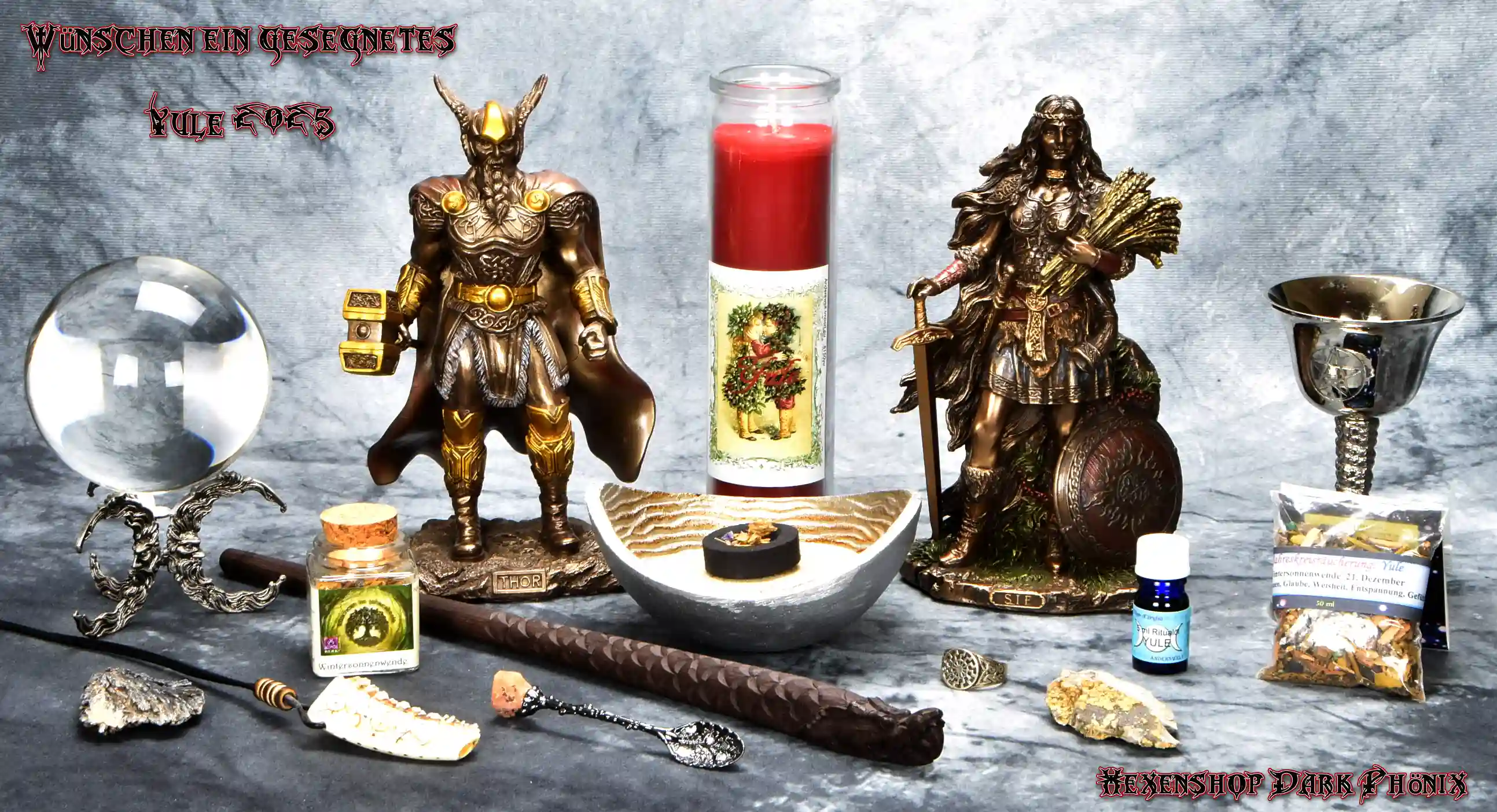 Hexenshop Dark Phönix Yule 2025 Glückwünsche zu Yule 2025 Sif und Thor